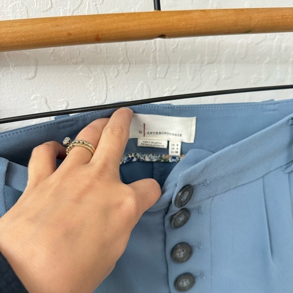 Anthropologie Sasha Button Fly Tapered Trousers Iris Blue 4 - Picture 5 of 9